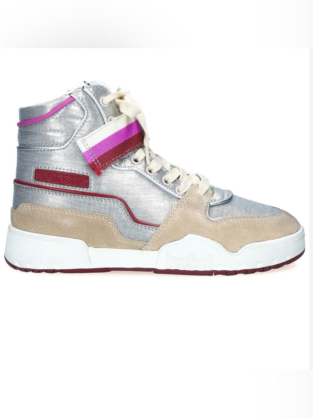 Isabel Marant Bilsy Silver Metallic Colorblock High Top Sneakers, 9